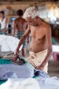 Indian people working Dhobi Ghat in Fort Cochin, India Royalty Free Stock Photo