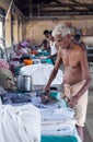 Indian people working Dhobi Ghat in Fort Cochin, India Royalty Free Stock Photo