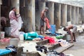 Indian people working Dhobi Ghat in Fort Cochin, India Royalty Free Stock Photo