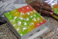 Indian petha jelly sweets, soft candy from Agra, India, mixed flavors and colors Royalty Free Stock Photo