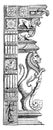 Indian Pillar at Ellora, vintage illustration