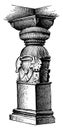 Indian Pillar from the Rock Temple of Parasona Rama at Ellora, vintage illustration
