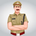 Indian police officer front view vector illustration design