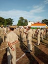 Indian police personnel and other staffs sung patriotic song to covid-19 fighter