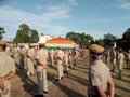 Indian police personnel and other staffs sung patriotic song to covid-19 fighter