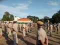 Indian police personnel and other staffs sung patriotic song to covid-19 fighter