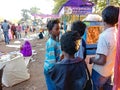 indian poor childrens looking at food in India January 2020 Royalty Free Stock Photo