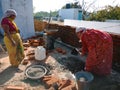 indian poor women working on home construction site in India January 2020 Royalty Free Stock Photo