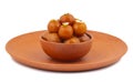 Indian Popular Dessert Gulab Jamun on White Background