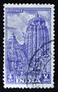 Indian postage stamp shows Ananta Vasudeva Temple, Bhuvanesvara, circa 1951 Royalty Free Stock Photo