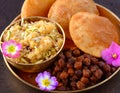 Channa poori and halwa Royalty Free Stock Photo