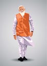 Indian prime minister narendra modi walking full size vector illustration