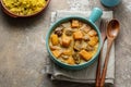 Indian pumpkin curry with chicken with rice biriani Royalty Free Stock Photo
