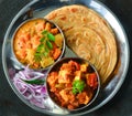 Indian punjabi vegetarian paratha thaali meal