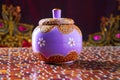 Indian purple wooden pot handcraft