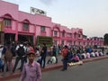 Indian Railway Ã°Å¸Å¡Æ station Ã°Å¸Å¡â° looks beautiful in pink colour in bihar Royalty Free Stock Photo