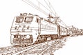 Indian Railway one line drawing Royalty Free Stock Photo