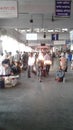 Indian railway station with full of passengers