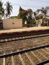 Indian railway track and platform with toilet