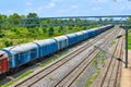 Indian Railways Station With Train, Platform, Overbridge & Nature 06. Royalty Free Stock Photo