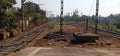 Indian railways track with gardening of vegitabale