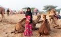 Indian Rajasthani woman with Camel at Pushkar Royalty Free Stock Photo