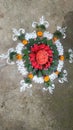 Indian rangoli used to draw while festival dasara