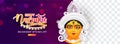 Indian Religion Festival navratri & Durga Puja Banner, Header Design with Goddess Durga beautiful Face Illustration Royalty Free Stock Photo