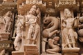 Indian religious symbols on temples in Khajuraho