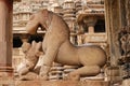 Indian religious symbols on temples in Khajuraho