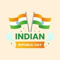Indian Republic Day Celebration Concept With Cross National Flags And Flying Doves Over Peach Royalty Free Stock Photo
