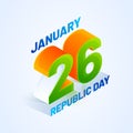 Indian Republic Day celebration concept, with 3d illustration Royalty Free Stock Photo