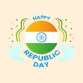 Indian Republic Day Celebration Concept With Flag Circle, Confetti Over And Flying Doves Over Peach Royalty Free Stock Photo