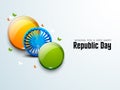 Indian Republic Day celebration with glossy balls and Ashoka Wheel.
