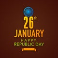 Indian Republic Day celebration poster design with Ashoka Wheel.