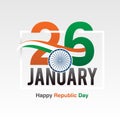 Indian Republic day banner design with text 26 January - Vector illustration