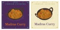 Madras curry Indian restaurant dish chicken curry illustration for menu