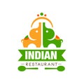 Indian restaurant logo design, authentic traditional continental food label can be used for cafe, bar, restaurant, menu