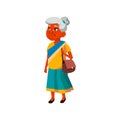 indian retired woman walking on historical street cartoon vector