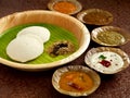 Indian Rice cake with Lentil curry. South Indian Breakfast. Idali Sambar, idli, food