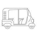 Indian rickshaw icon, outline style