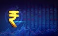 Indian rupee background with indian rupee symbol with stock market data