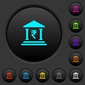 Indian Rupee bank office dark push buttons with color icons