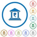 Indian Rupee bank office icons with shadows and outlines