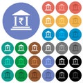 Indian Rupee bank office round flat multi colored icons