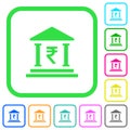 Indian Rupee bank office vivid colored flat icons