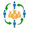 Indian Rupee with Businessman, Sharing Economy concept