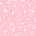 Indian rupee copper coins seamless pattern. Ideal