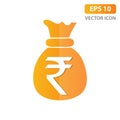 Indian rupee currency symbol. Money bag icon