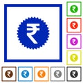 Indian Rupee sticker flat framed icons Royalty Free Stock Photo